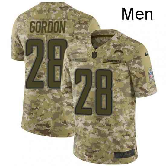 Men Nike Los Angeles Chargers 28 Melvin Gordon Limited Camo 2018 Salute to Service NFL Jersey
